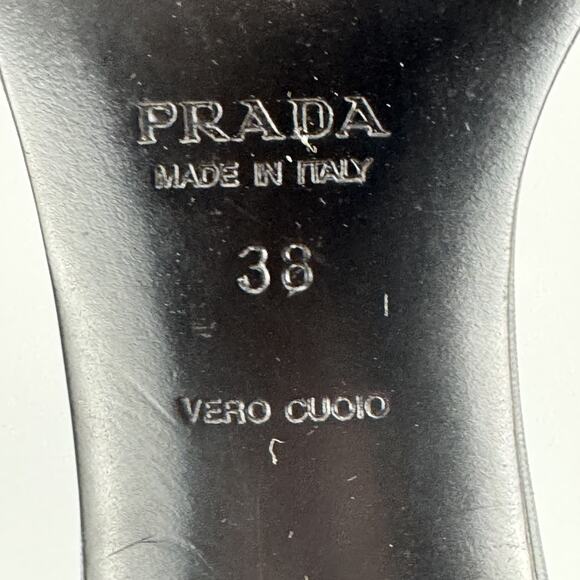 PRADA Kitten Heel Slip on Mules Black White Made in Italy Womens 7.5 - 38 EU - Picture 7 of 8